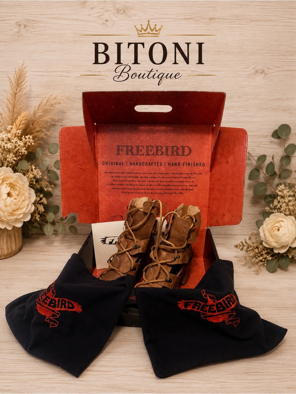 freebird Brown Leather Gladiator Lace-Up Sandals